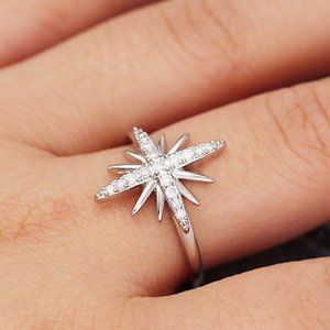 Bling Bling Stars Trendy High Quality Six-pointed Silver Ring for Women,VIP336
